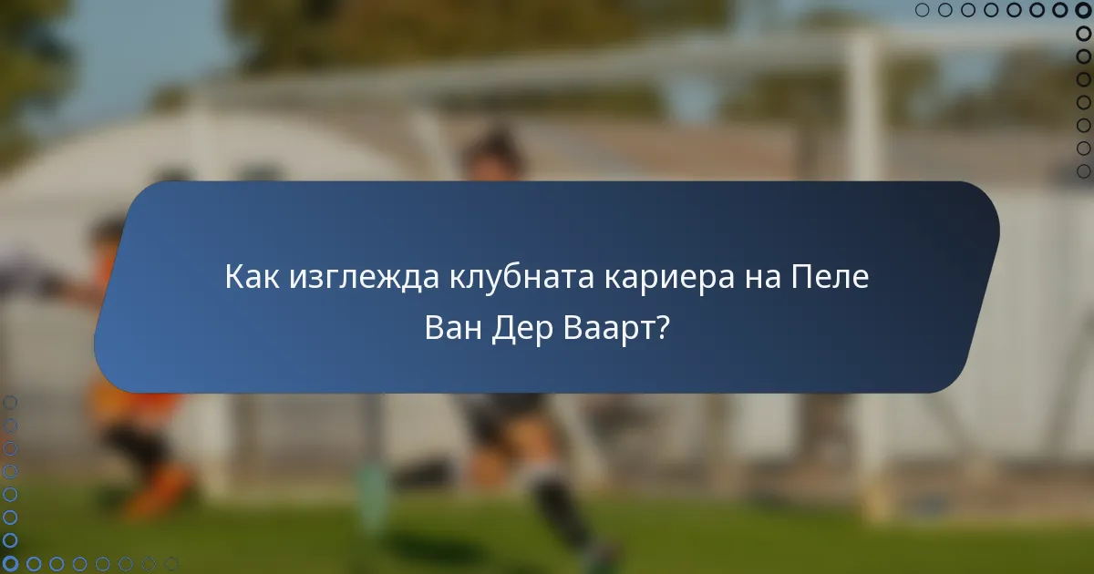 Как изглежда клубната кариера на Пеле Ван Дер Ваарт?