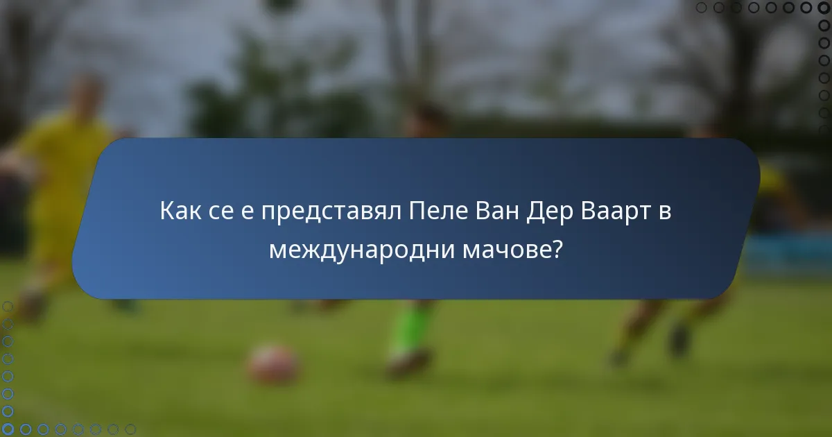 Как се е представял Пеле Ван Дер Ваарт в международни мачове?
