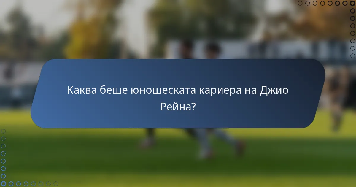 Каква беше юношеската кариера на Джио Рейна?