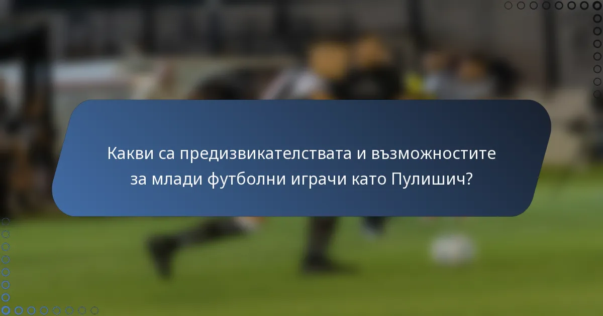 Какви са предизвикателствата и възможностите за млади футболни играчи като Пулишич?